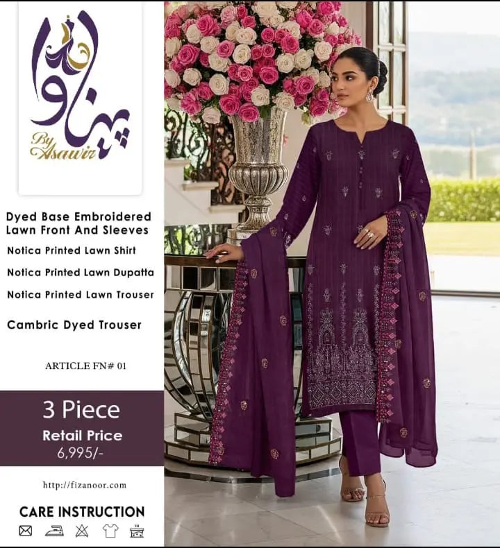 Unstitched Embroidered 3 Piece Suit My Store