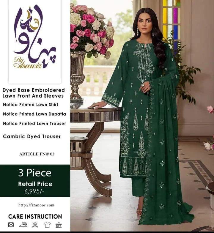 Unstitched Embroidered 3 Piece Suit My Store