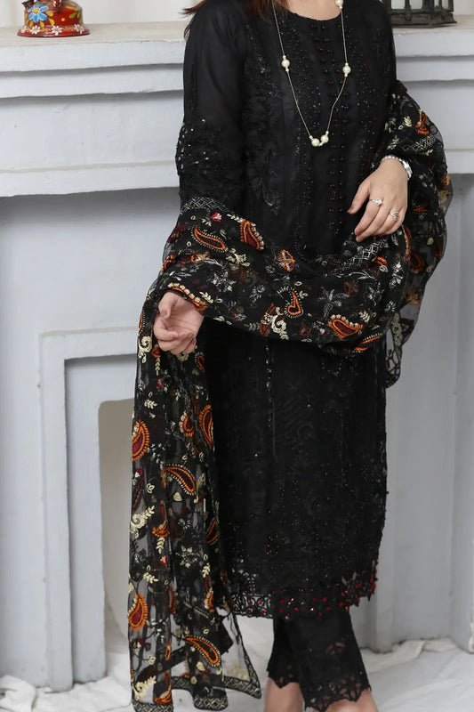 Embroidered 3 Piece Net Suit My Store