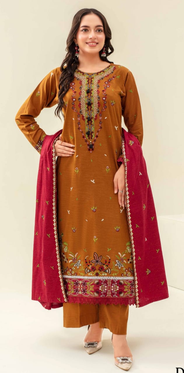 3 Piece Karandi Dyed based Embroidered Multi Neps My Store