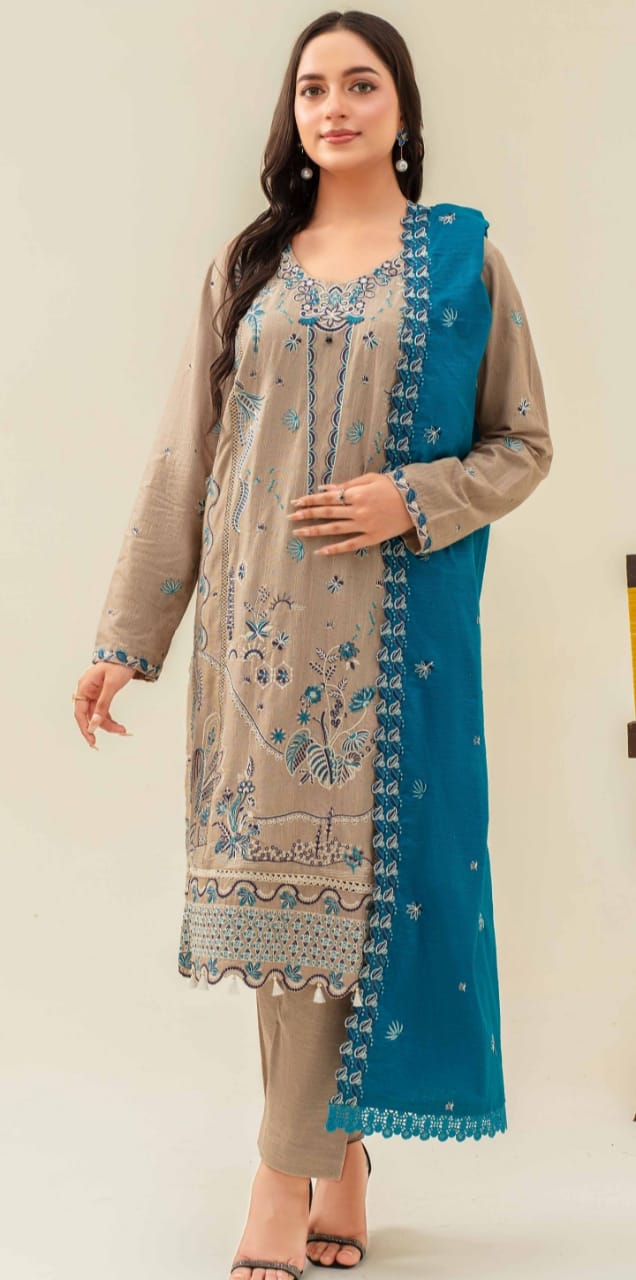 3 Piece Karandi Dyed based Embroidered Multi Neps My Store